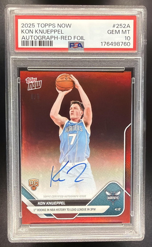 2025-26 Topps Now Kon Knueppel #10 Auto Red Foil /5 PSA 10