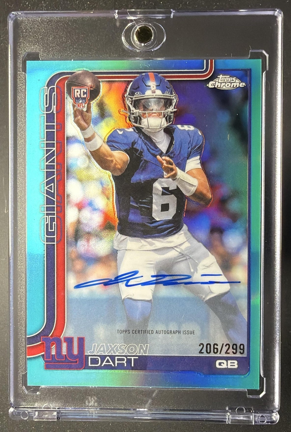 2025 Topps Chrome Jaxson Dart #RA-JD Rookie Auto Teal Refractor 206/299 RC