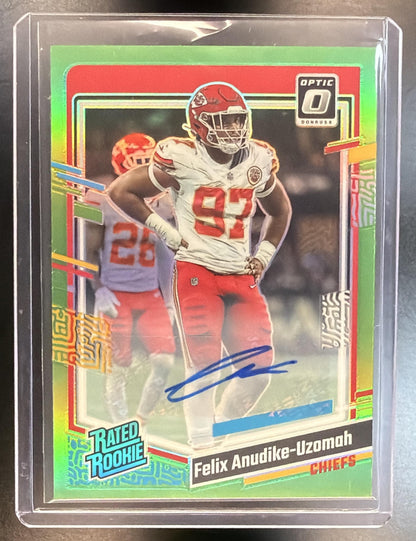 2023 Donruss Optic Rated Rookie Felix Anudike-Uzomah #256 Green 01/05 RC Chiefs