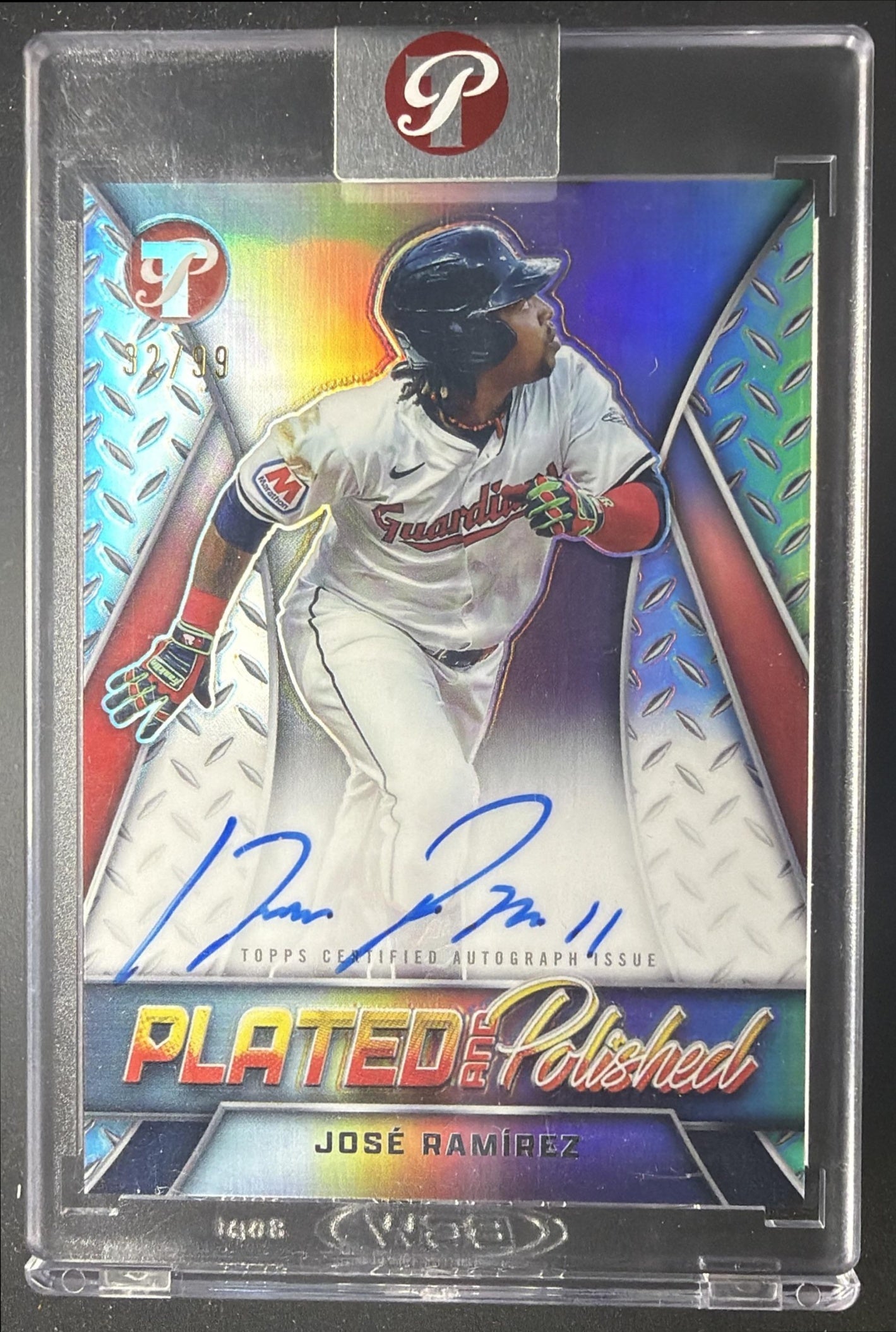 2025 Topps Pristine Jose Ramirez #PAPAV-JR Plated And Polished Auto Blue Refractor /75