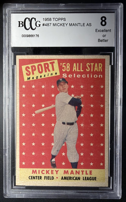 1958 Topps Mickey Mantle #487 All-Star BCCG 8