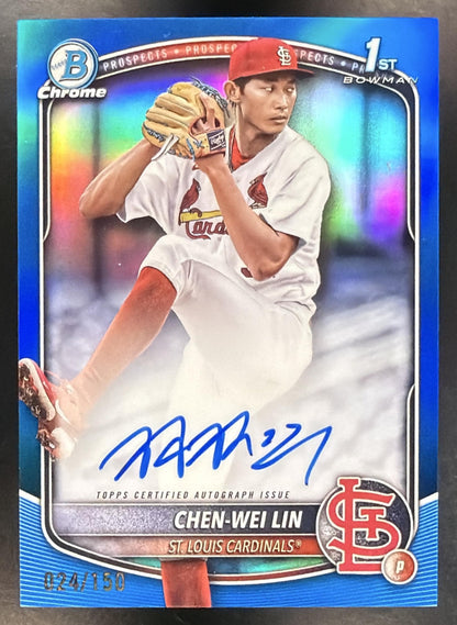 2025 Bowman Chrome Baseball Chen-Wei Lin #CPA-CL 1st Blue Refractor Auto 024/150