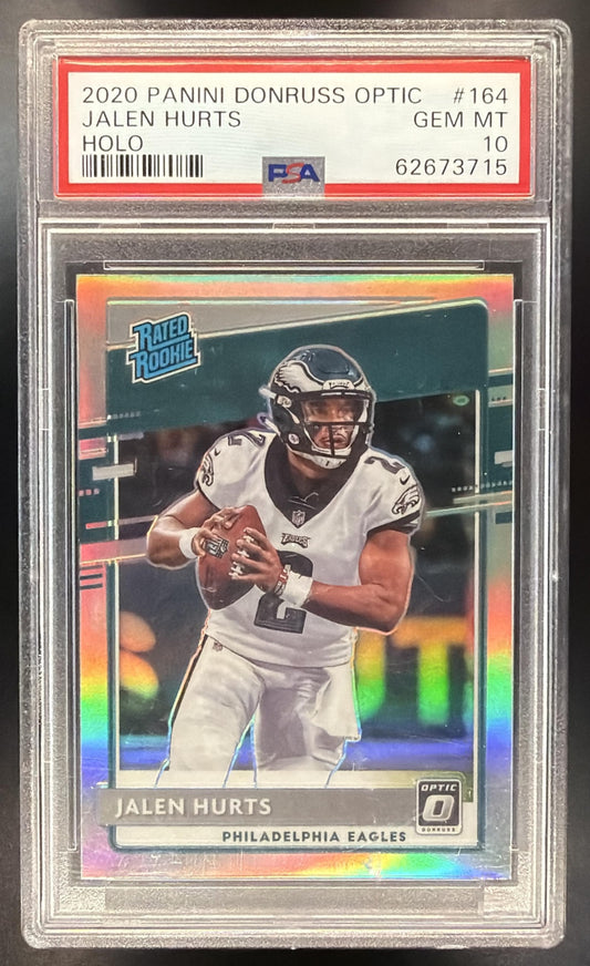 2020 Panini Donruss Optic Jalen Hurts #164 Holo Prizm RC PSA 10 Eagles