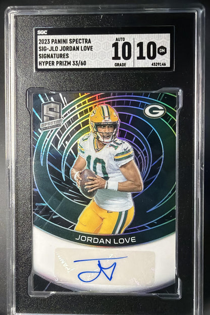2023 Panini Spectra Jordan Love #SIG-JLO Signatures Hyper 33/60 Auto SGC 10
