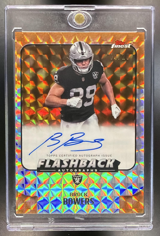 2025 Topps Finest Brock Bowers #FBA-BB Flashback Auto Orange Geometric Refractor /25