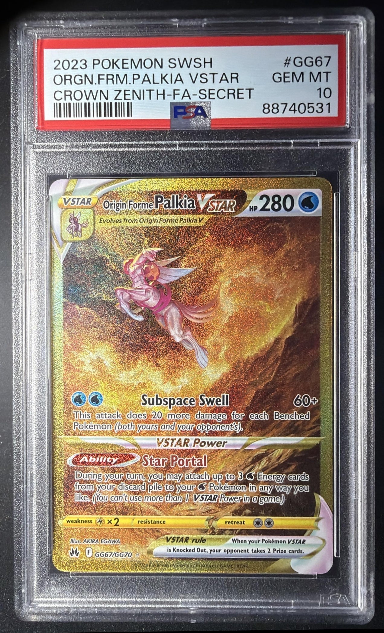 2023 Pokemon Sword & Shield Crown Zenith Origin Forme Palkia VST #GG67/GG70 PSA 10