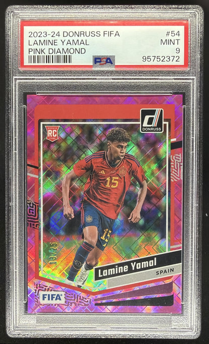 2023-24 Panini Donruss Lamine Yamal #54 Pink Diamond 13/25 RC PSA 9