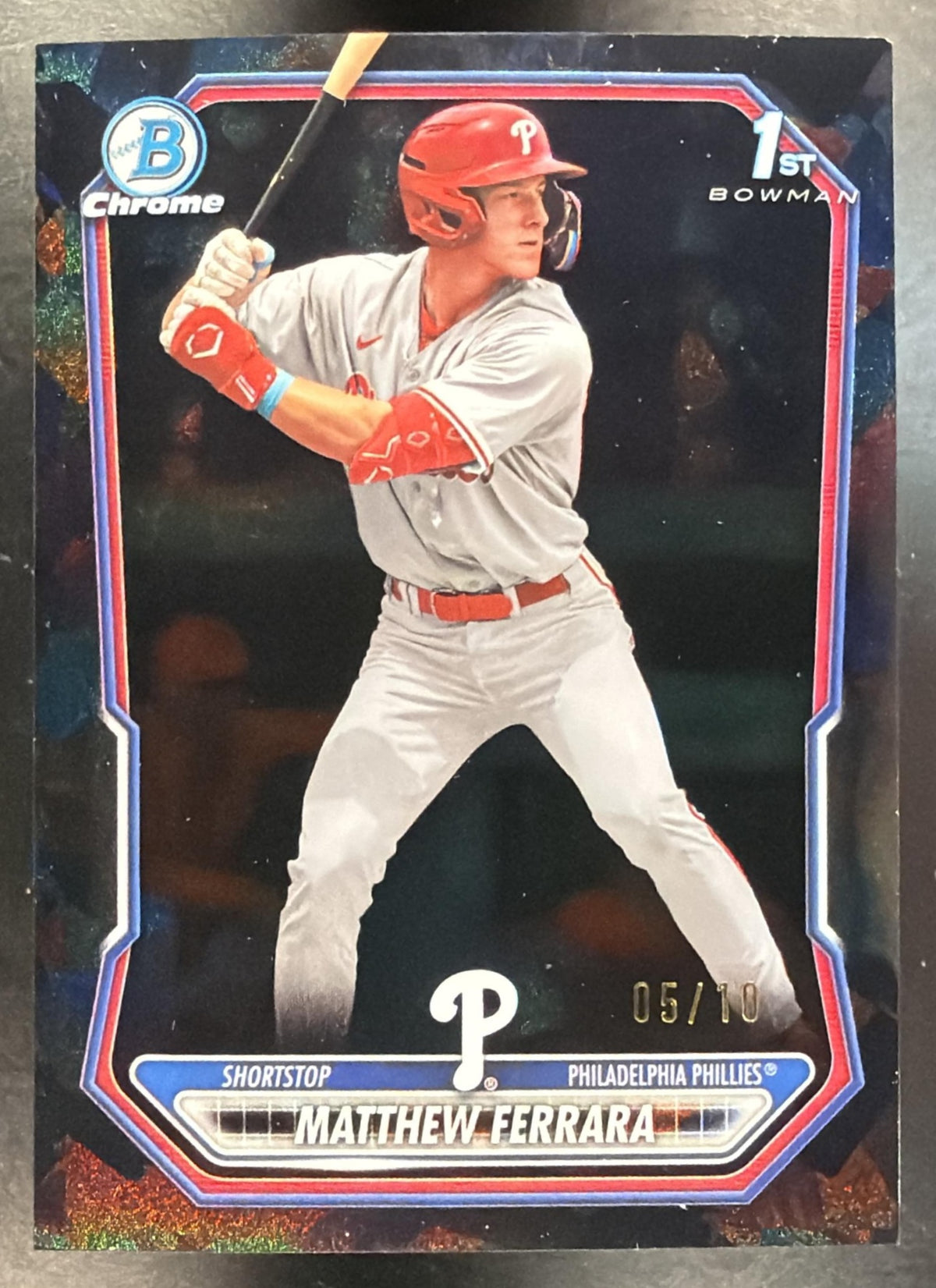 2026 Bowman Sapphire Matthew Ferrara #BCP-110 Chrome Black Refractor 5/10 1st Prospect