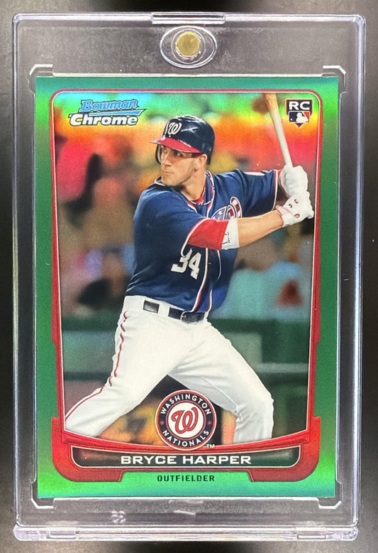 2012 Bowman Chrome Bryce Harper #214 Green Refractor RC