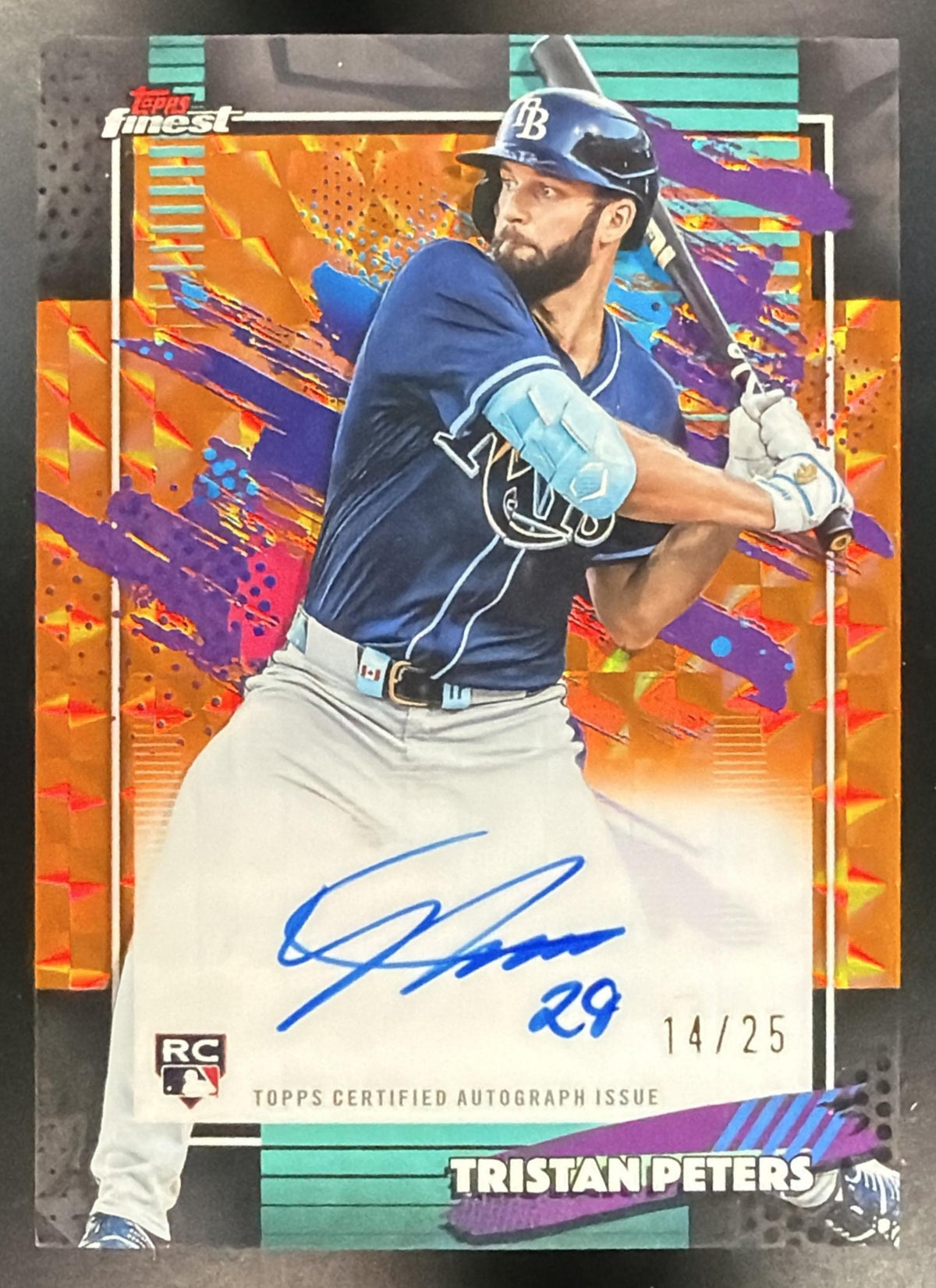 2026 Topps Finest Tristan Peters #FA-TP Auto Orange Geometric Refractor 14/25 RC