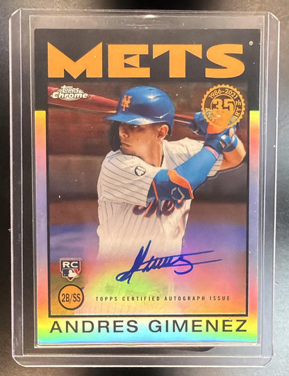 2021 Topps Chrome 35th Anniversary Andres Gimenez #86A-AG Auto 02/50 RC Mets