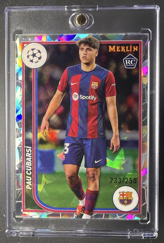 2023 Topps Chrome Merlin UEFA Club Competitions Pau Cubarsi #103 Atomic Refractor /250 RC