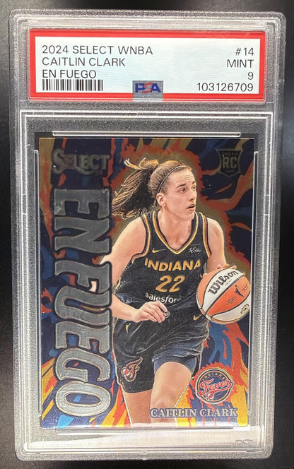2024 Panini Select WNBA Caitlin Clark #14 En Fuego RC PSA 9