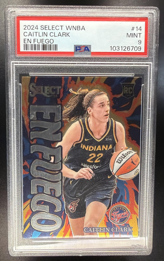 2024 Panini Select WNBA Caitlin Clark #14 En Fuego RC PSA 9