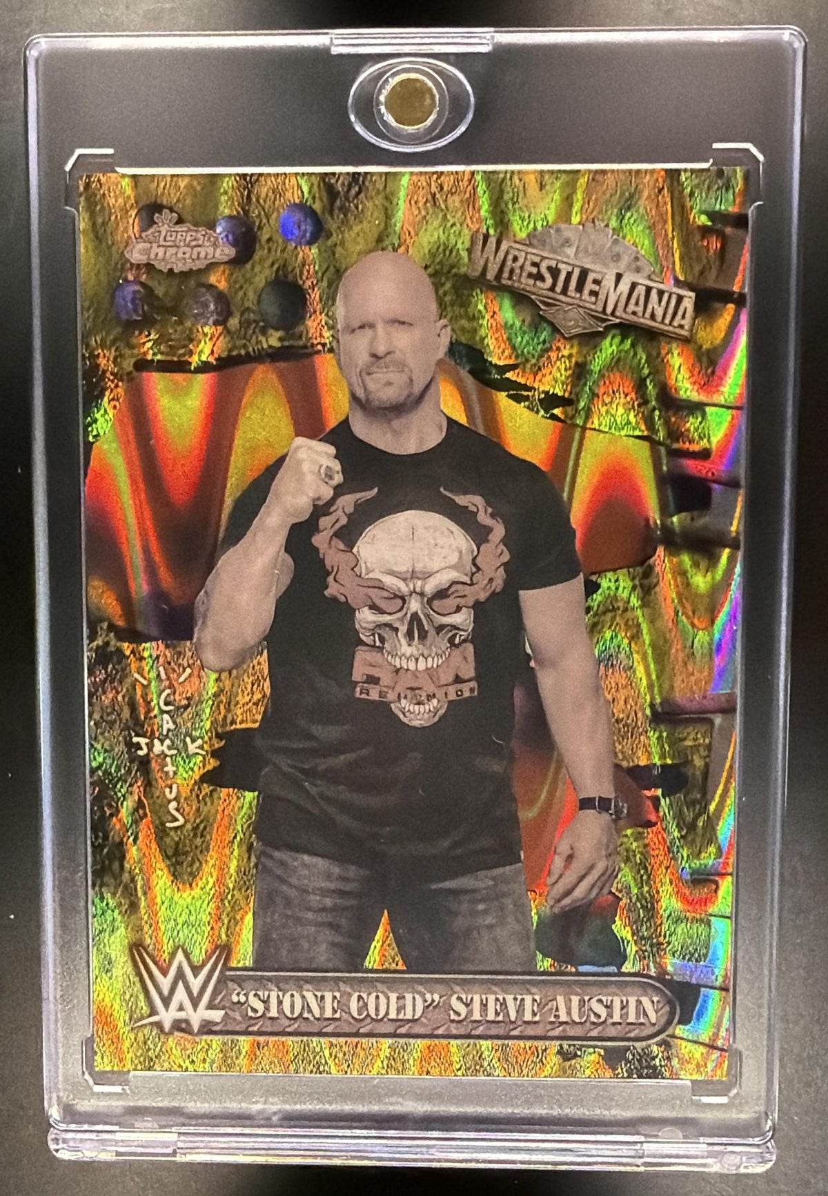 2025 Topps Chrome WWE Cactus Jack x Wrestlemania "Stone Cold" Steve Austin #70 Gold /50