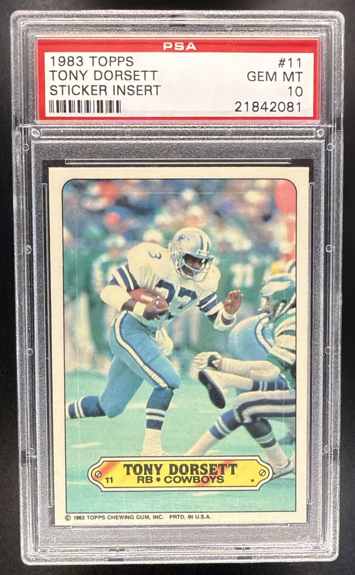 1983 Topps Tony Dorsett #11 Stickers PSA 10