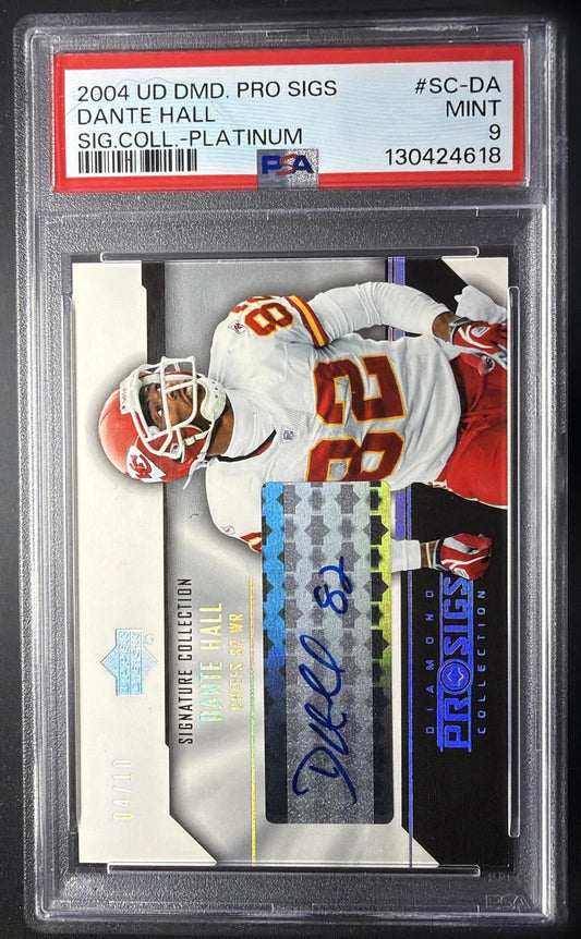2004 Upper Deck Diamond Pro Sigs Dante Hall #SC-DA Platinum /10 Auto PSA 9