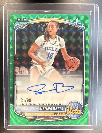2025-26 Bowman University Sienna Betts #CPA-SB Green Geometric Auto 21/99 1st Bowman