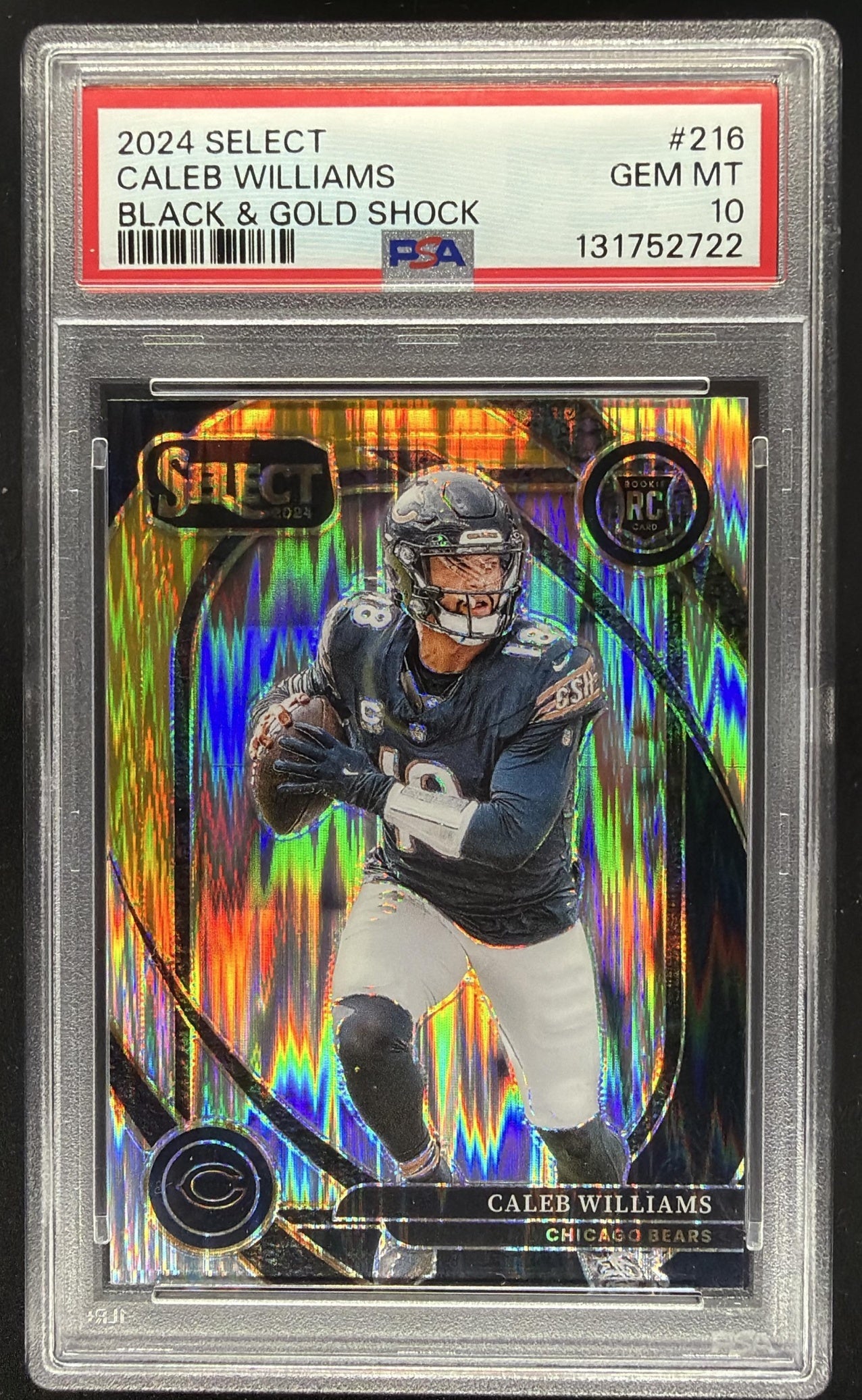 2024 Panini Select Caleb Williams #216 Club Black and Red Prizm Shock RC PSA 10