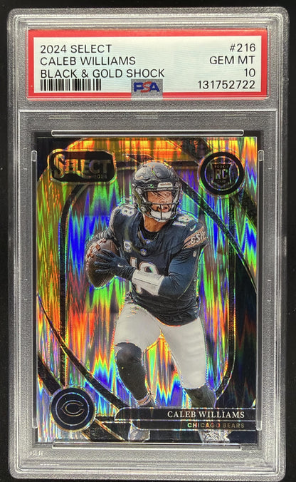 2024 Panini Select Caleb Williams #216 Club Black and Red Prizm Shock RC PSA 10