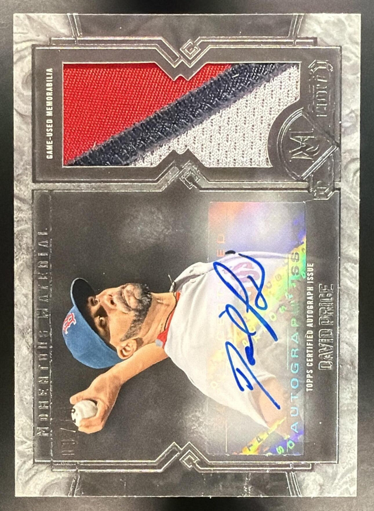 2017 Topps Museum Collection David Price #JPA-DPR Momentous Material Jumbo Patch Auto 9/15