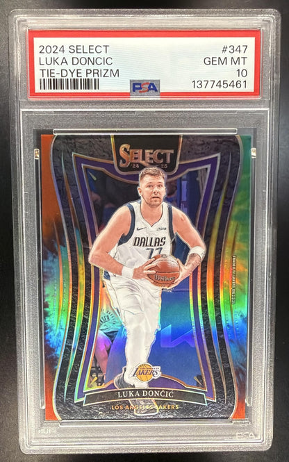 2024-25 Panini Select Luka Doncic #347 Mezzanine Tie-Dye Prizm 1/25 PSA 10
