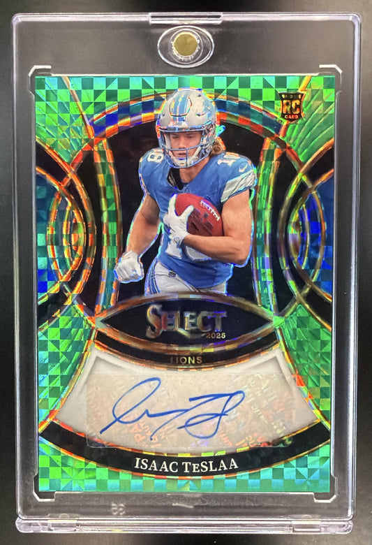2025 Panini Select Isaac TeSlaa #RSI-ITA Rookie Signatures Green Prizm Die-Cut /5 Auto