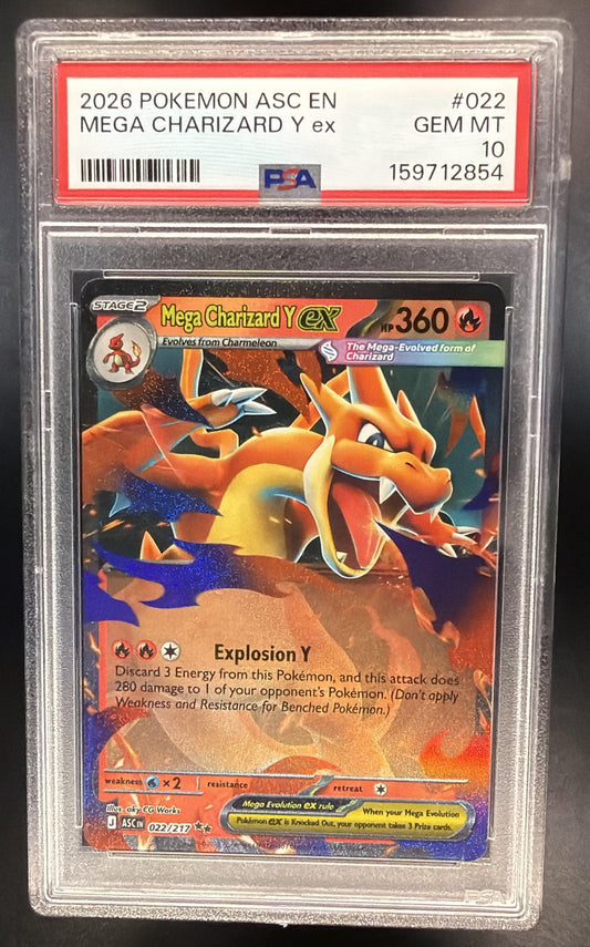 2026 Pokemon Ascended Heroes Mega Charizard Y ex 022/217 PSA 10
