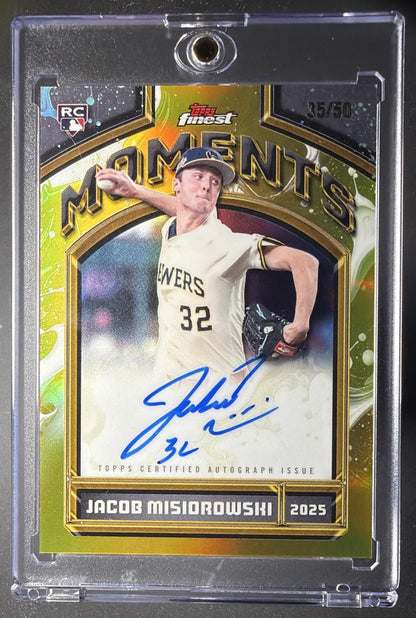 2026 Topps Finest Jacob Misiorowski #FMA-JM Moments Auto Gold Refractor 35/50 RC