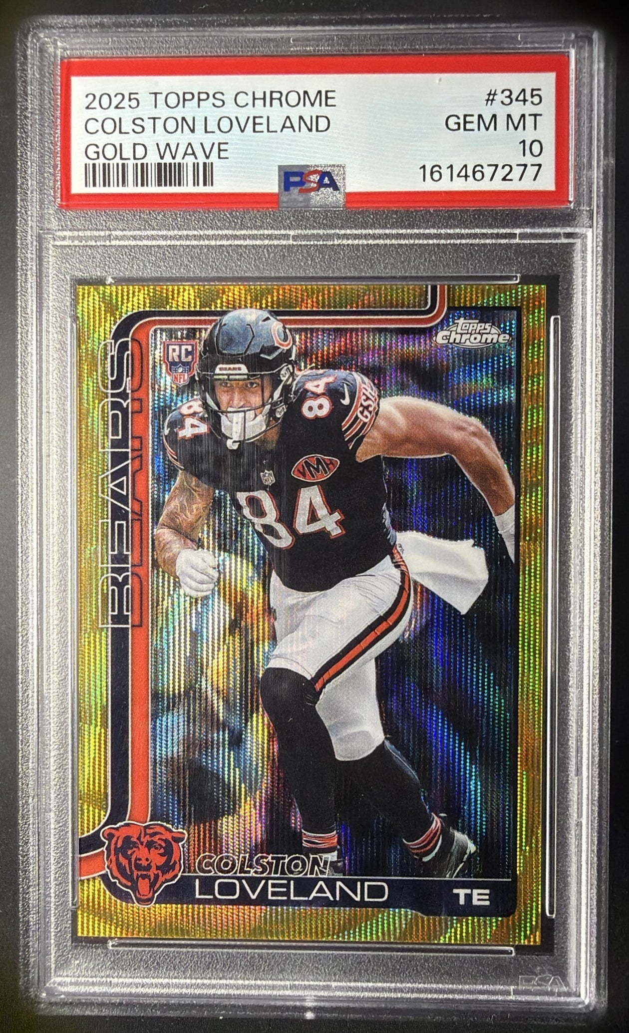 2025 Topps Chrome Colston Loveland #345 Rookie Gold Wave /50 PSA 10