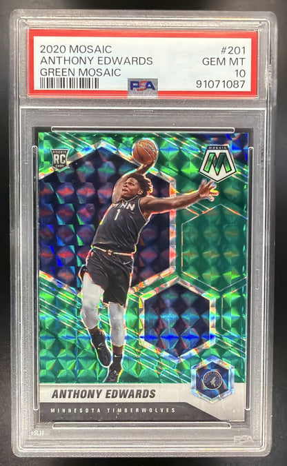 2020-21 Panini Mosaic Anthony Edwards #201 Mosaic Green RC PSA 10