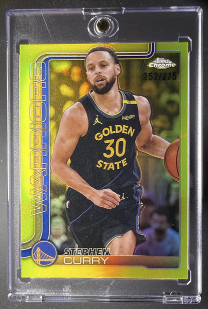 2025-26 Topps Chrome Stephen Curry #201 Yellow Refractor 252/275