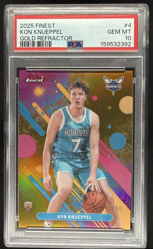 2025 Topps Finest Kon Knueppel #4 Gold Rookie Refractor /50 PSA 10