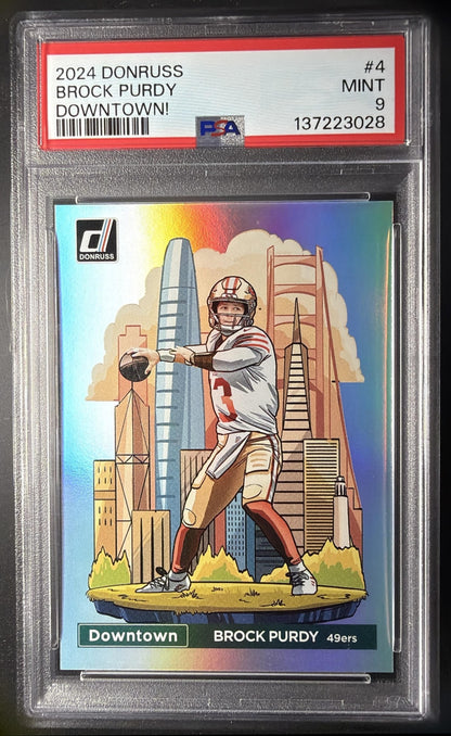 2024 Panini Donruss Brock Purdy #4 Downtown SSP PSA 9