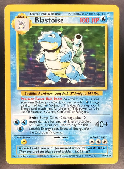1999 Pokemon Base Set Blastoise 2/102 Unlimited Holo NM
