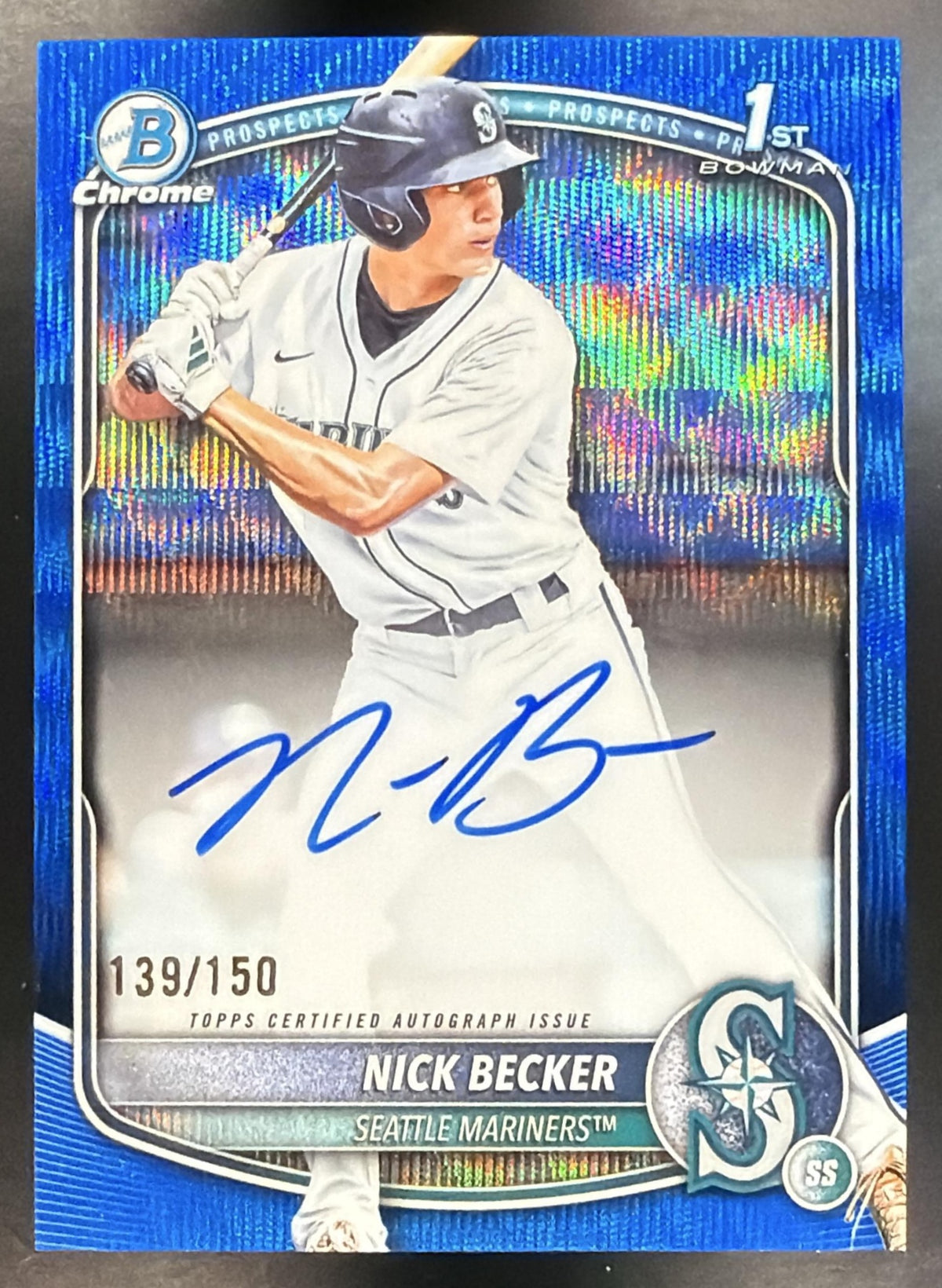 2025 Bowman Draft Nick Becker #CPA-NB Chrome Auto Blue Wave Refractor 139/150 1st Prospect