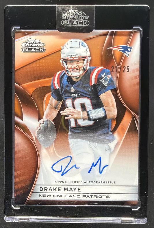 2025 Topps Chrome Black Drake Maye #AU-DMA Auto Orange Refractor 20/25