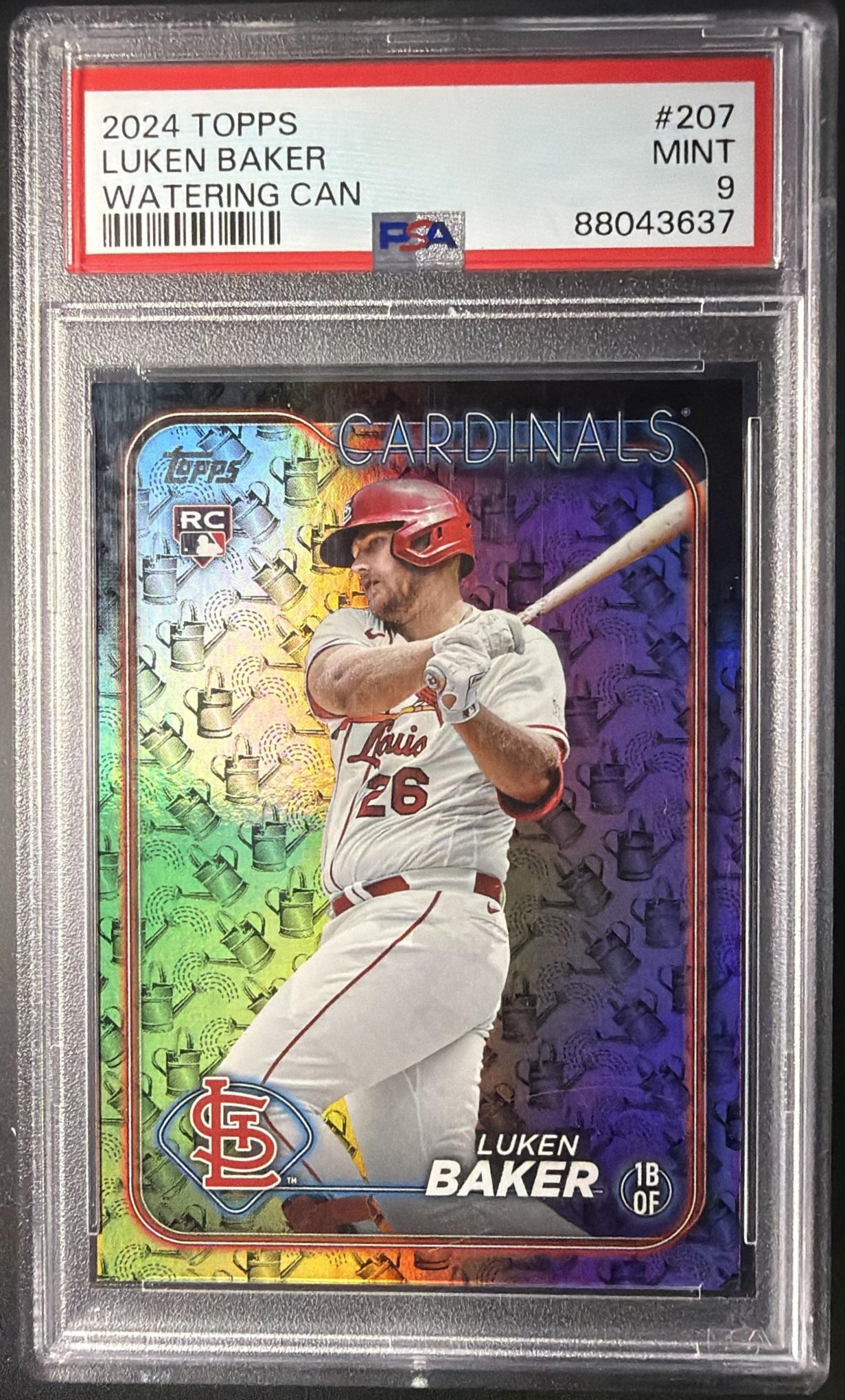 2024 Topps Luken Baker #207 Holiday Watering Cans 2/5 RC PSA 9