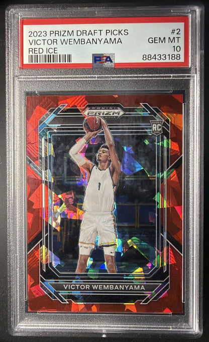 2023-24 Panini Prizm Draft Picks Victor Wembanyama #2 Red Ice RC PSA 10