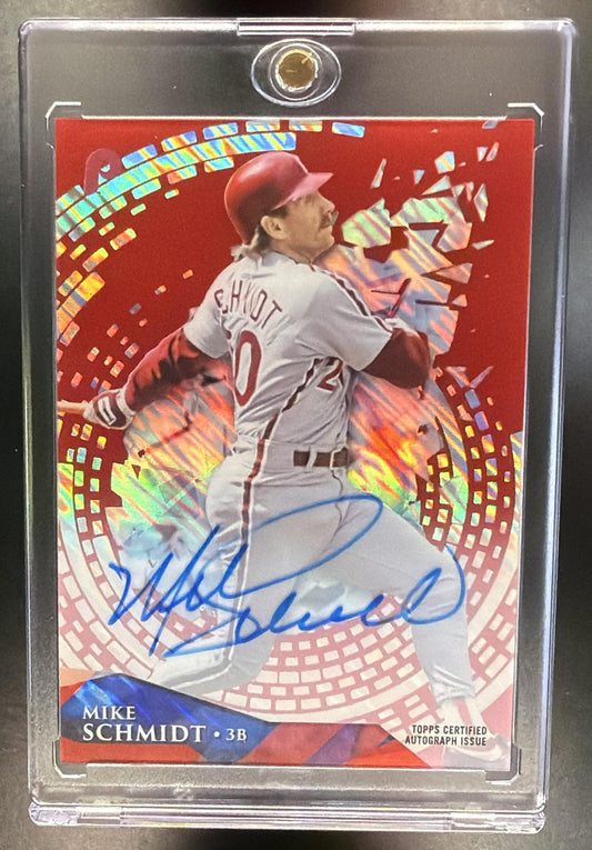 2014 Topps High Tek Mike Schmidt #HT-MIS Auto Red Storm Diffractor 5/10