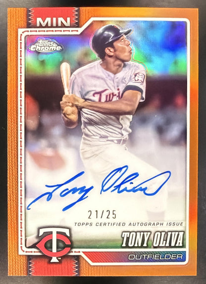 2026 Topps Chrome Baseball Tony Oliva #CLA-TO Orange Legend Auto 21/25 SSP