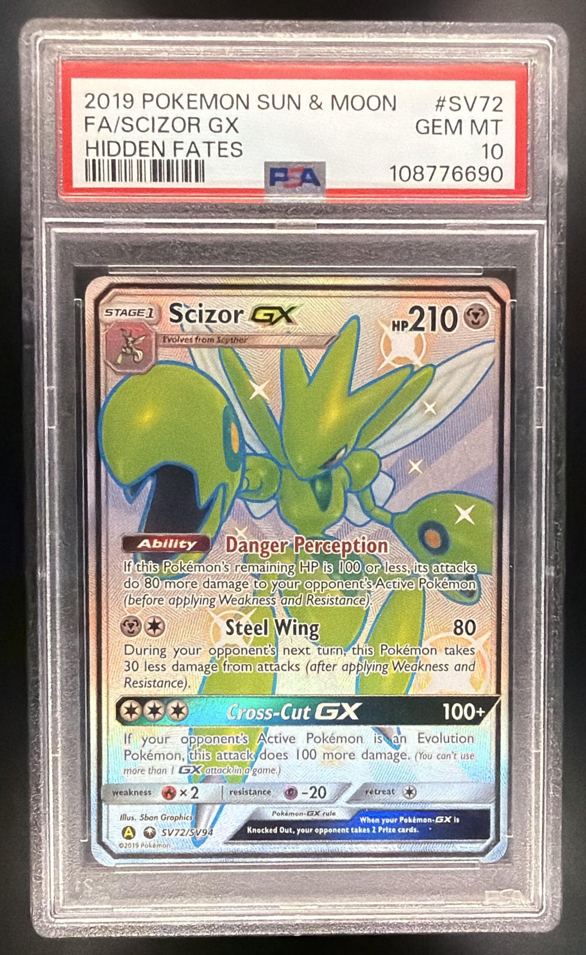 2019 Pokemon Hidden Fates Scizor GX SV72/SV94 PSA 10