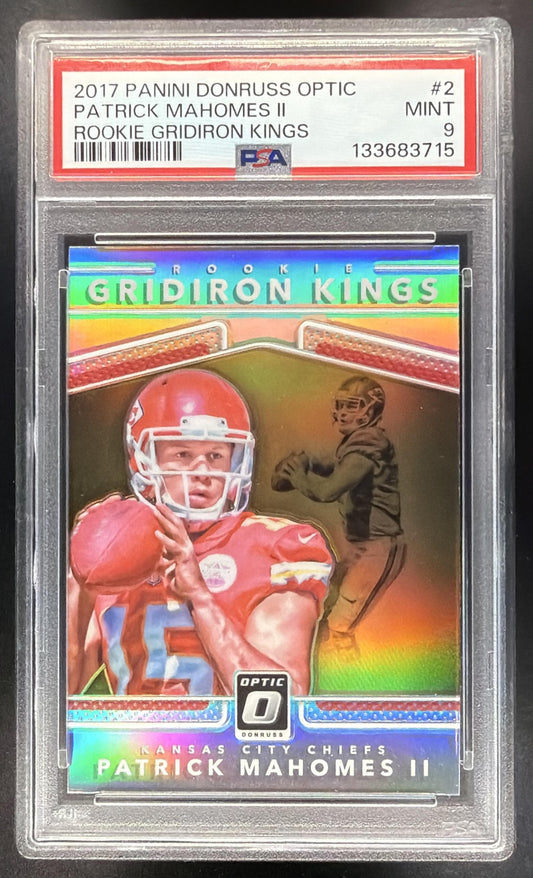 2017 Panini Donruss Optic Patrick Mahomes II #2 Rookie Gridiron Kings Holo RC PSA 9