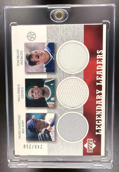 2002 Upper Deck SuperStars Pedro Martinez Tom Brady #PM/TB-L Legendary Leaders Dual Jersey MEM