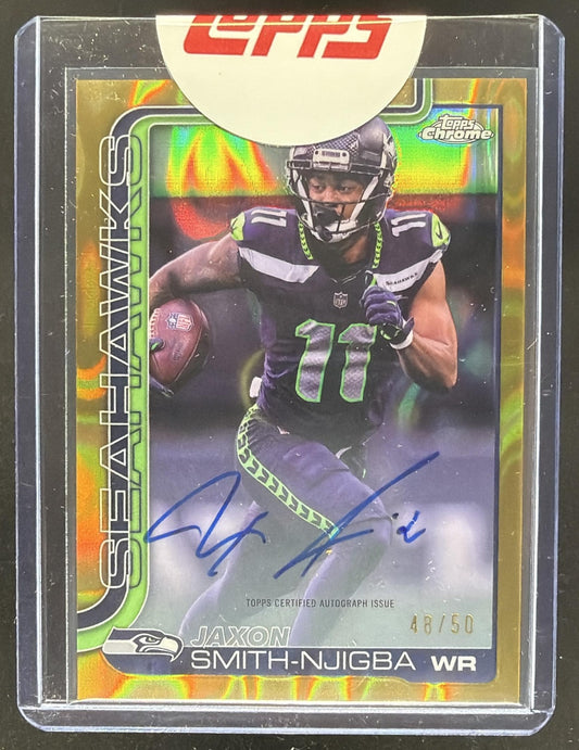 2025 Topps Chrome Jaxon Smith-Njigba #BA-JSN Auto Gold Raywave /50