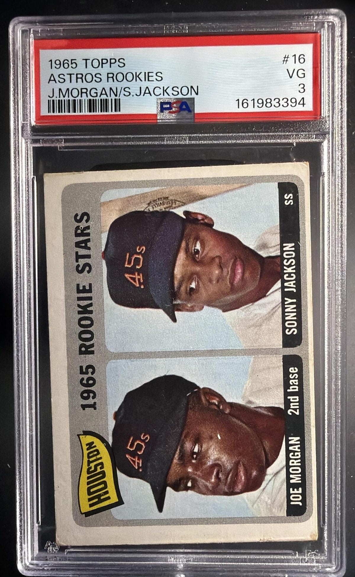 1965 Topps Houston Rookie Stars Joe Morgan Sonny Jackson RC #16 RC PSA 3