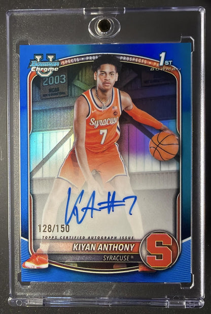 2025 Bowman Kiyan Anthony #CPA-KA Chrome Auto True Blue Refractor /150