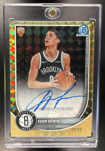 2025-26 Bowman Egor Demin #BCA-ED Chrome Auto Gold Geometric Refractor 3/50 RC