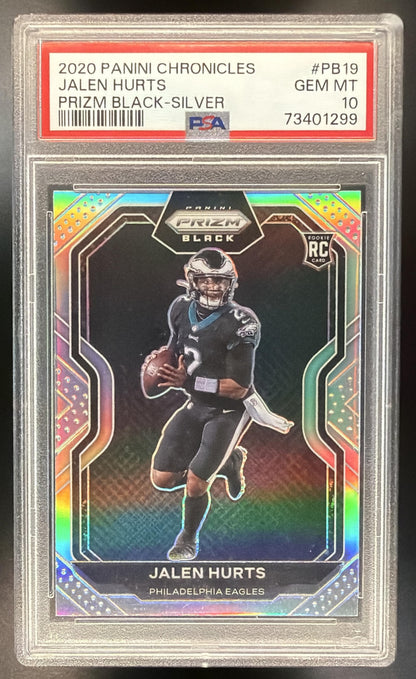 2020 Panini Chronicles Jalen Hurts #PB-19 Prizm Black Silver RC PSA 10 Eagles