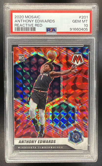 2020-21 Panini Mosaic Anthony Edwards #201 Reactive Red RC PSA 10